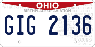 OH license plate GIG2136