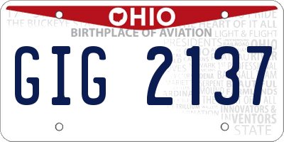 OH license plate GIG2137