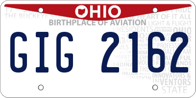 OH license plate GIG2162