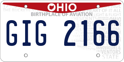OH license plate GIG2166