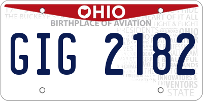 OH license plate GIG2182