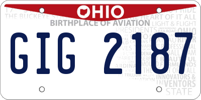 OH license plate GIG2187