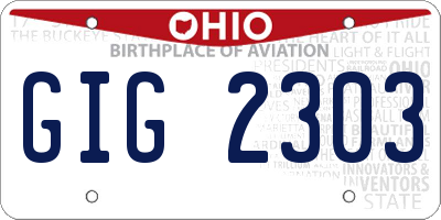 OH license plate GIG2303