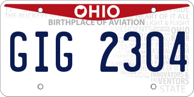 OH license plate GIG2304