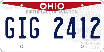 OH license plate GIG2412