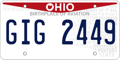 OH license plate GIG2449