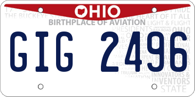 OH license plate GIG2496