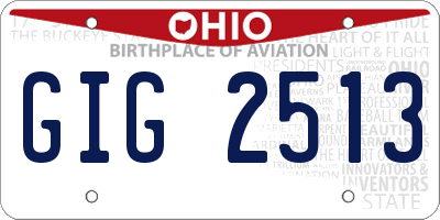 OH license plate GIG2513