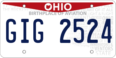 OH license plate GIG2524