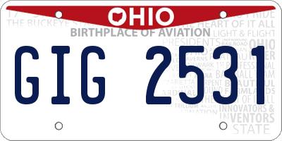 OH license plate GIG2531