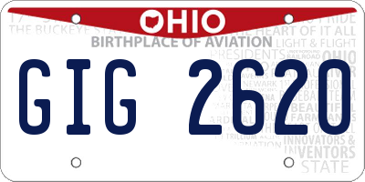 OH license plate GIG2620