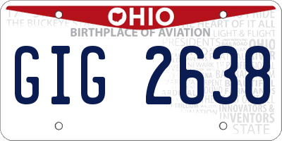 OH license plate GIG2638