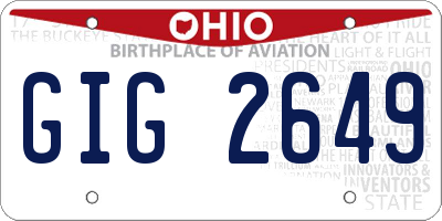 OH license plate GIG2649