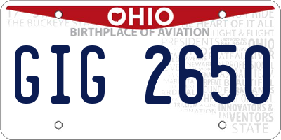 OH license plate GIG2650