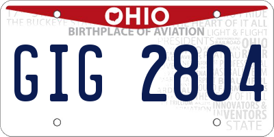 OH license plate GIG2804