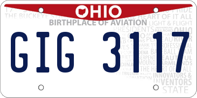 OH license plate GIG3117