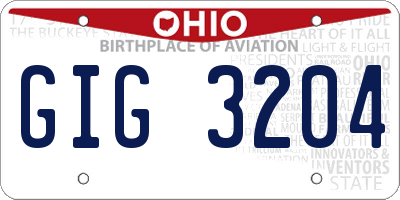 OH license plate GIG3204