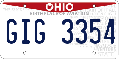 OH license plate GIG3354