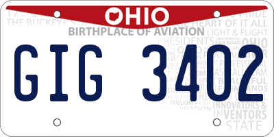 OH license plate GIG3402