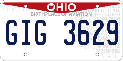 OH license plate GIG3629