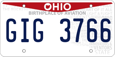 OH license plate GIG3766