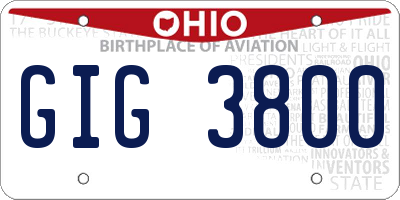 OH license plate GIG3800
