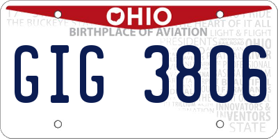 OH license plate GIG3806
