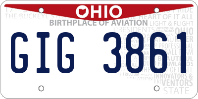 OH license plate GIG3861
