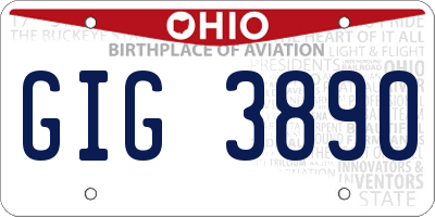 OH license plate GIG3890