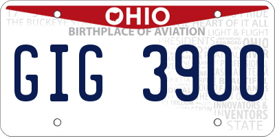 OH license plate GIG3900