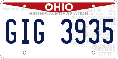 OH license plate GIG3935