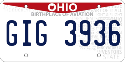 OH license plate GIG3936