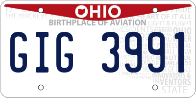 OH license plate GIG3991