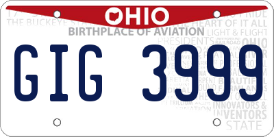 OH license plate GIG3999
