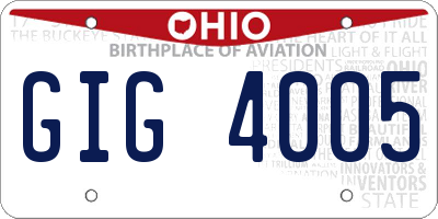 OH license plate GIG4005