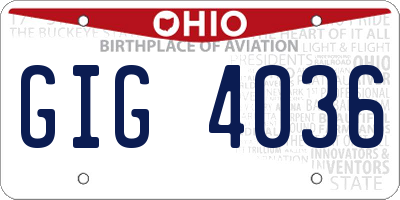 OH license plate GIG4036