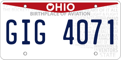 OH license plate GIG4071