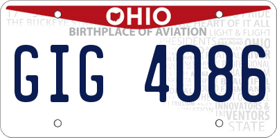 OH license plate GIG4086
