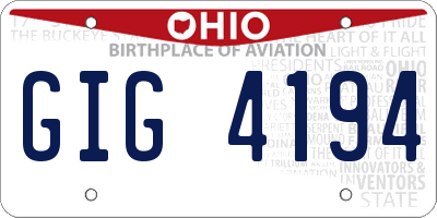 OH license plate GIG4194