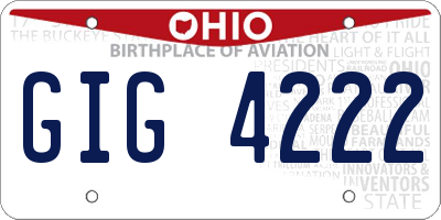 OH license plate GIG4222