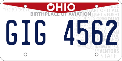 OH license plate GIG4562