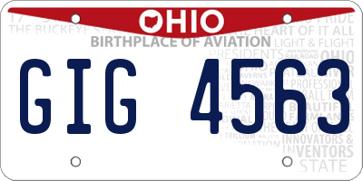 OH license plate GIG4563