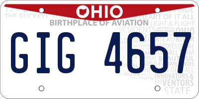 OH license plate GIG4657