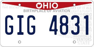 OH license plate GIG4831