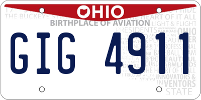 OH license plate GIG4911