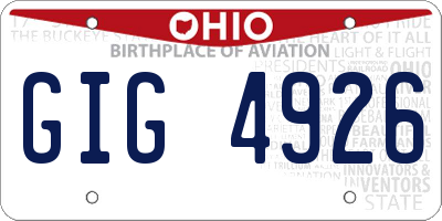 OH license plate GIG4926