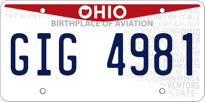 OH license plate GIG4981