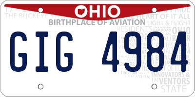 OH license plate GIG4984
