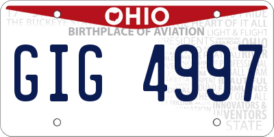 OH license plate GIG4997
