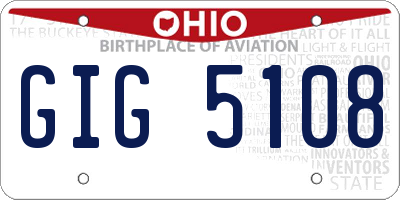 OH license plate GIG5108
